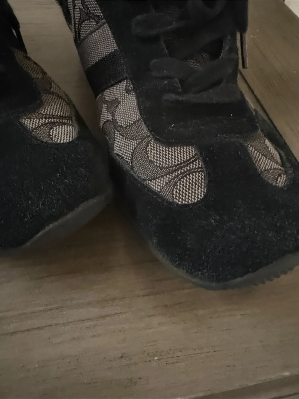 Coach Black and Gray Signature Logo Kids Sneakers